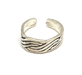 Vintage Sterling Silver Interwoven Cuff Ring, Size 1