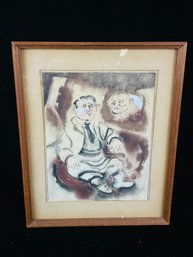 Ink Drawing Of Man In Frame - Artist Signed