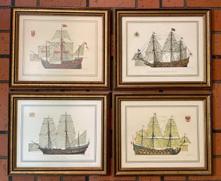 Four Framed Vintage Ship  Prints