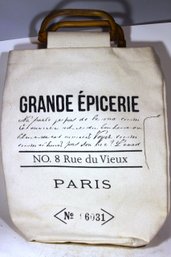 French Wood And Canvas Tote Bag GRANDE EPOICERIE