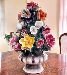 A Large Vintage Italian Capodimonte Style Porcelain Flower Arrangement