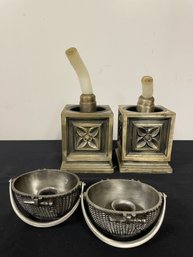 2 Sets Of Candlestick . Both Metal