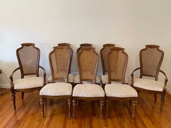 Set Of 8 Vintage High Back French Provincial Dining Chairs