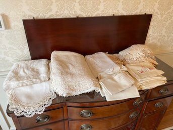 Collection Of Vintage Table Top Laces, Tablecloths And Other Table Linens.