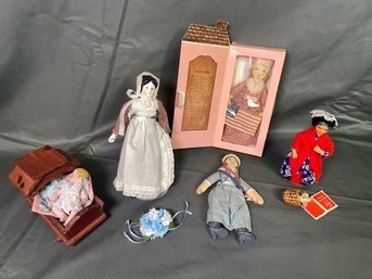 Hallmark Toy Doll Betsy Ross & Susan B Anthony, Colonial China Doll, China Baby Doll In Cradle , Sligo Woman