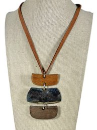 Contemporary Sterling Silver RLM Studio Moderne Neckalce W Leather Wood