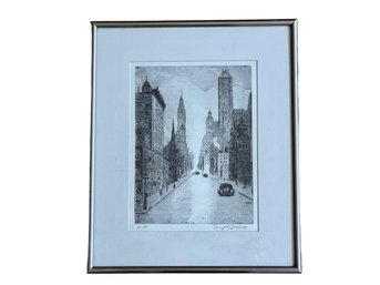Artist's Proof Etching Of NYC In The 1930s - Signed. Lexington Avenue - Chrysler Building