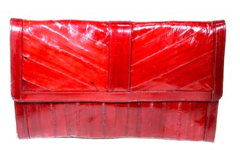 Vintage Burgundy Eel Skin Clutch Purse