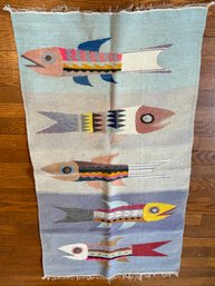 Fish Motif Tapestry In The Style Of Evelyn Ackerman, Vibrant Multicolor