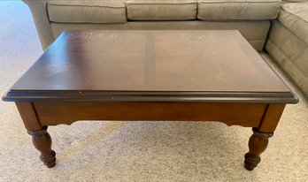 Two Toned Wood Veneer Coffee Table With Drawer