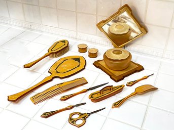 An Antique Vanity Set - Bakelite And Mother Of Pearl