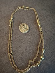 Gold Monet Long Necklace And Gold Locket