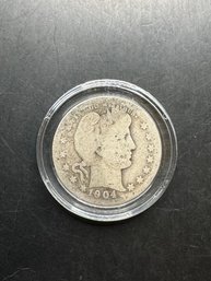 1904 Barber Silver Quarter