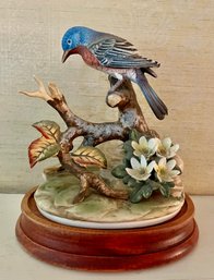 Large Porcelain Blue Bird Figurine - Marked Bluebird By Andrea