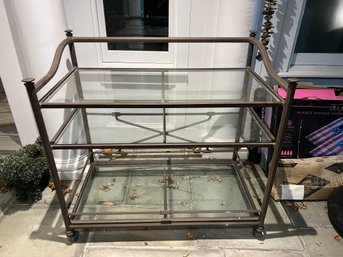 2 Tiered Glass Rolling  Bar Cart/plants/serving Buffet