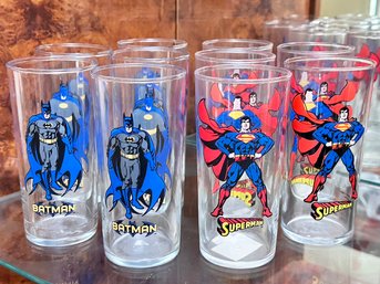 Vintage Batman And Superman Juice Glasses