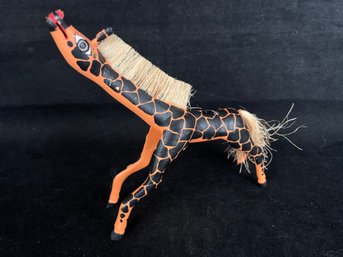 Hand Carved, Signed And Painted Giraffe Animalito By A Mexican Artist From Oaxaca