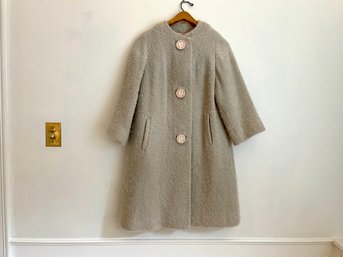 Beautiful Coat With Large Pale Pink Buttons