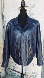 Bally Of Switzerland 1973 Men's Blue Leather Jacket- Size 50