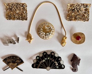 Vintage Shoe Clips, Mother Of Pearl Barrette, Cufflinks, Buttons & More