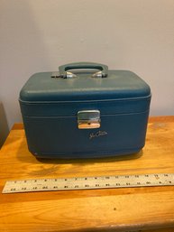 MCM Blue Make Up Train Travel Case Suitcase