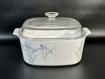 Vintage Corning Ware Casserole, Shadow Iris Pattern