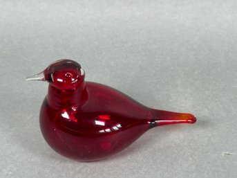 Vintage Oiva Toikka For Nuutajarvi Little Red Glass Bird