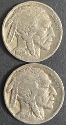 2 Buffalo Nickels 1935, 1935-D