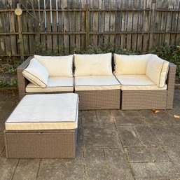 Four Piece Patio Sectional, Original Cushions, And Storage Bin