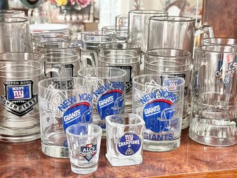 A Collection Of NY Giants Glass Ware