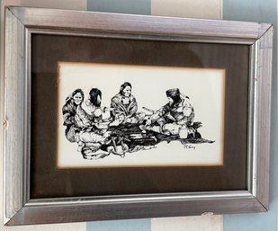 A Native American Lithograph, Signed P.E. Gray