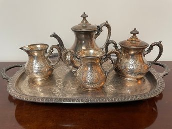 Vintage Silverplated Tea Set .