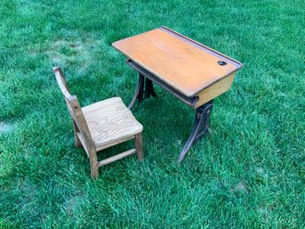 Antique Student Desk And Chair