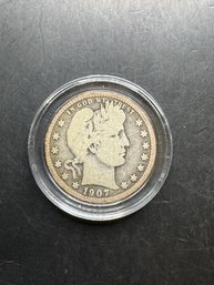 1907 Barber Silver Quarter