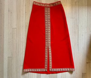 Cerruti 1881 Polyester Long Red Skirt With Ribbon Trim