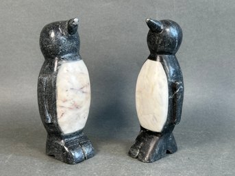 Pair Of Heavy Marble Becki Owens Penguins