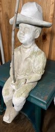 Fishing Boy With Hat Concrete Statue 33' Heavy