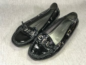 $395 Retail Price - The Original Car Shoe / Made By PRADA - Black Patent Leather - Size 38 Eur / 7.5 US