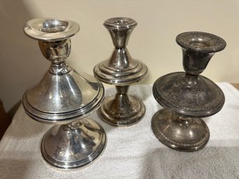 3 Sets Of Sterling Candlesticks ~ Scrap ~