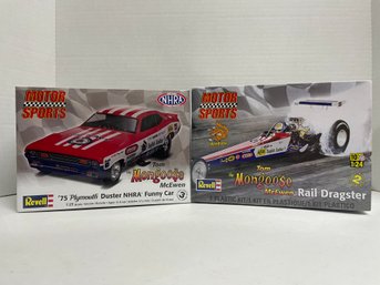 Revell, Pair Of Tom 'mongoose' McEwen's Model Kits : 75' Plymouth Duster & Rail Dragster (#180)