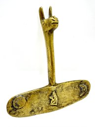 Solid Brass Replica Of Peruvian Ceremonial Knife For Sacrifices