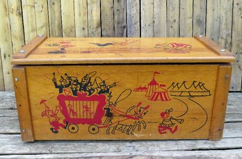 A Child's Circus Themed Wooden Toy Box
