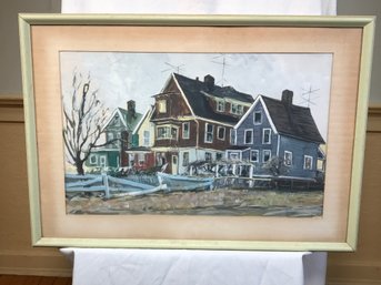 Original James Pascucci Pastel Painting Under Glass - Bridgeport - SKU: 2018-6-189 - Very Nice - 22' X 27'