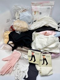 Women's Undergarments: New In Box 100 Percent Cotton Long Johns, Bag Of New Bras, Gloves, Slips & More