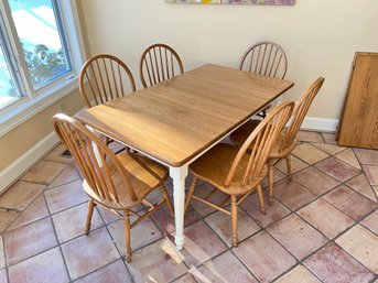 Oak Kitchen Table With 6 Chairs And 2 Leaves By Link Wood Furniture