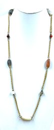 Vintage Artistic & Elegant Goldtone 2-strand Highly Polished Stone Necklace