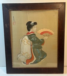 Chinese Geisha Framed Silk