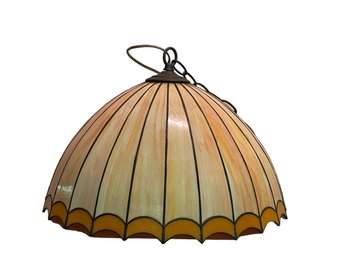 Orange Slag Glass Hanging Lamp, 16 1/2 Inch Diameter