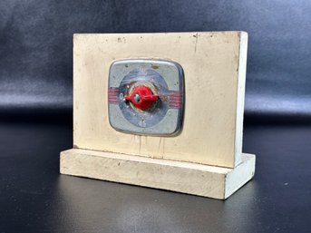 An Awesome Vintage Industrial Timer Mounted On Painted Wood