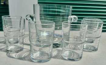 Glass Ice Bucket With 6 IKEA Beverage Glasses (7)